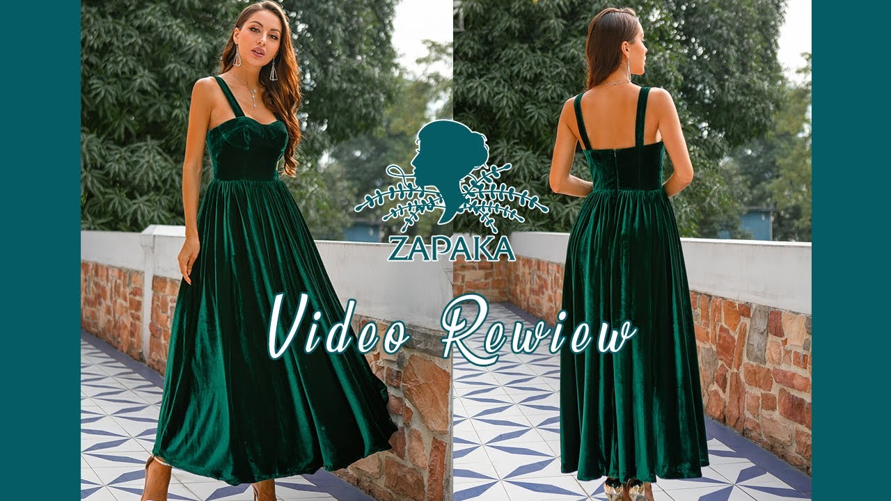 Spaghetti Strap Midi Velvet Dresses with Pockets Green
