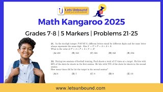 Math Kangaroo 2025 Solutions | 5 Markers | Grade 7-8 #Part 1