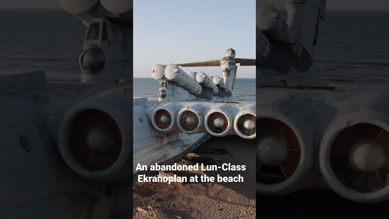 An abandoned Lun-Class Ekranoplan at the beach