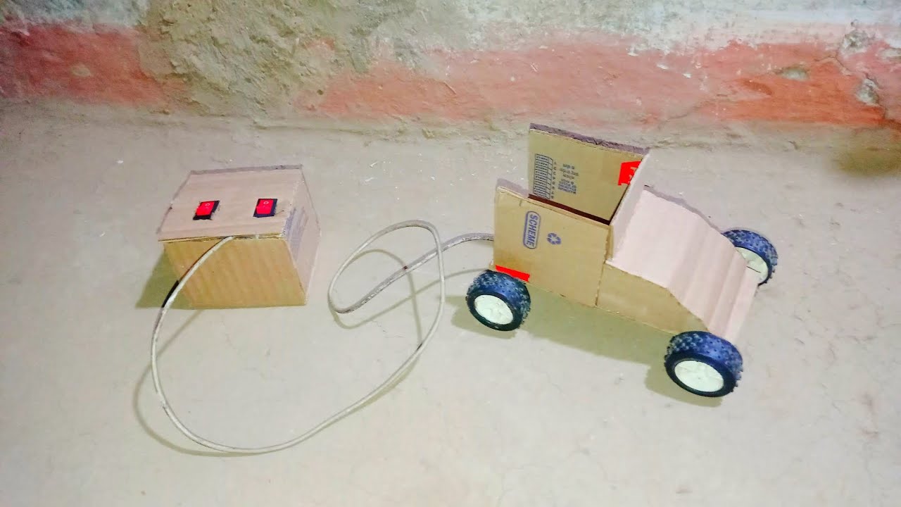 Cardboard se remond control car bnaye Electronic Project ll Dc motor project bnaye ll Rc gadi
