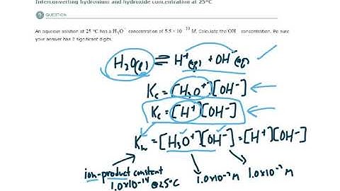 ALEKS - Interconverting hydronium and hydroxide concentration at 25°C - Example 1