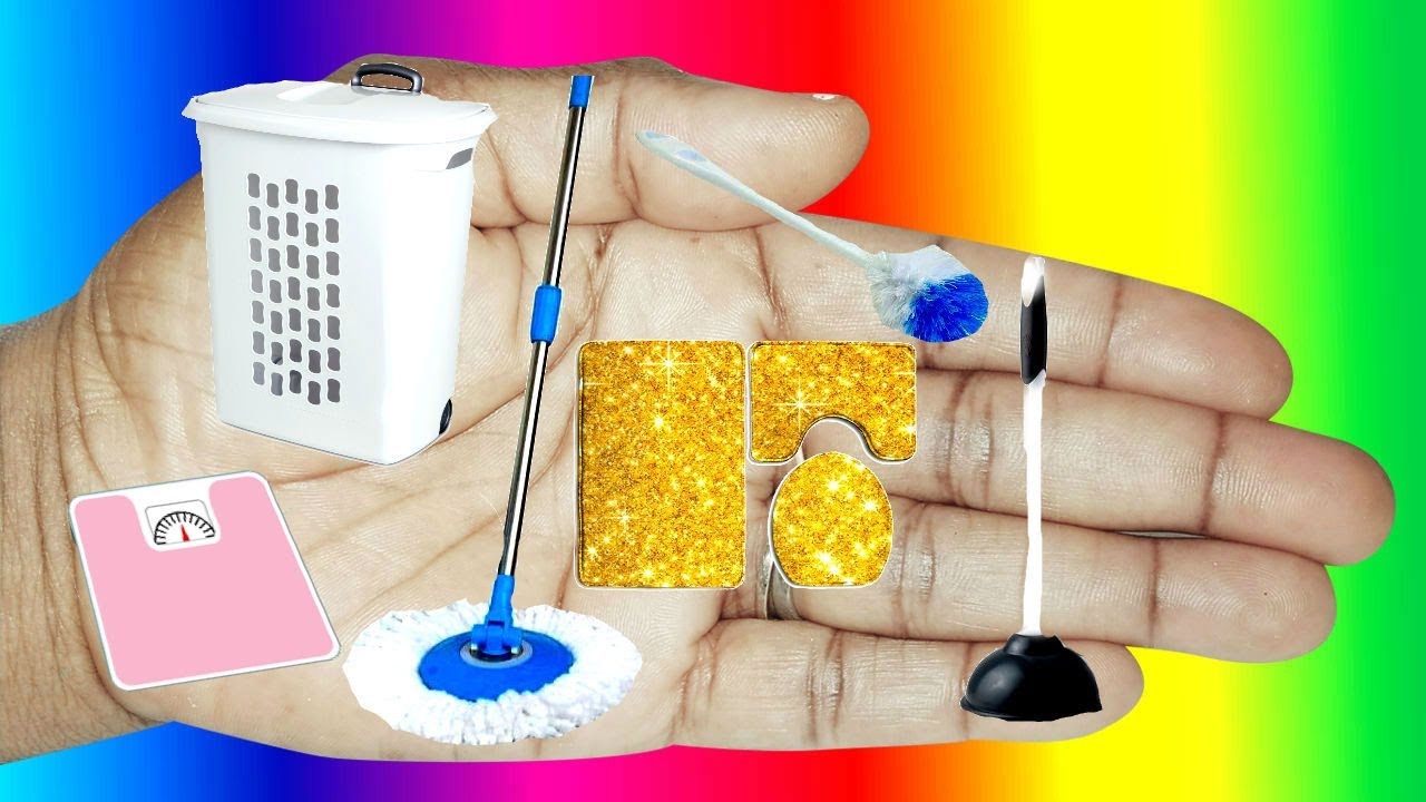 How to make dollhouse DIY Doll Mini Bath Accessories like, plunger