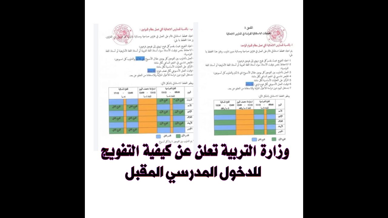 وزارة التربية تعلن عن كيفية التفويج للدخول المدرسي المقبل