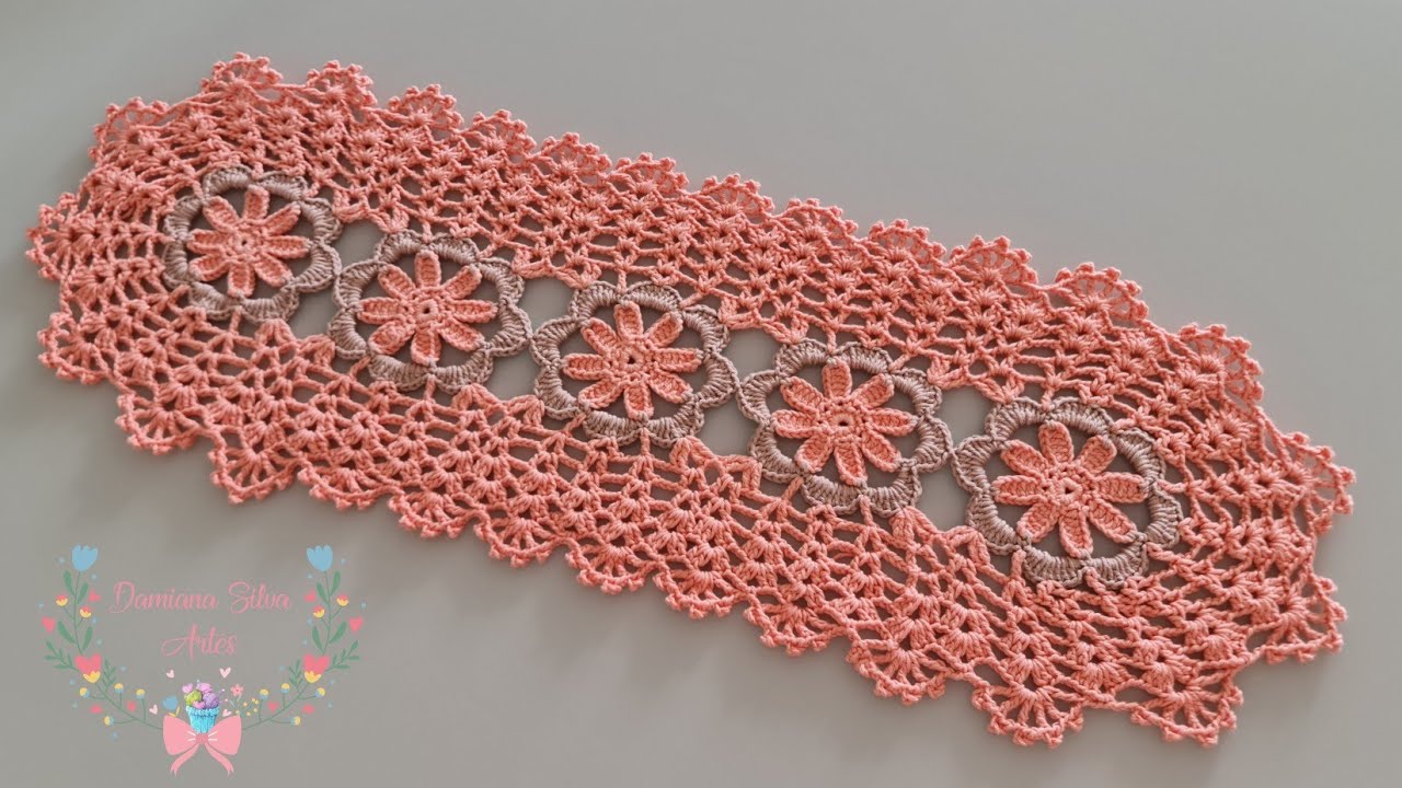 Trilho de mesa 5 flores passo a passo 