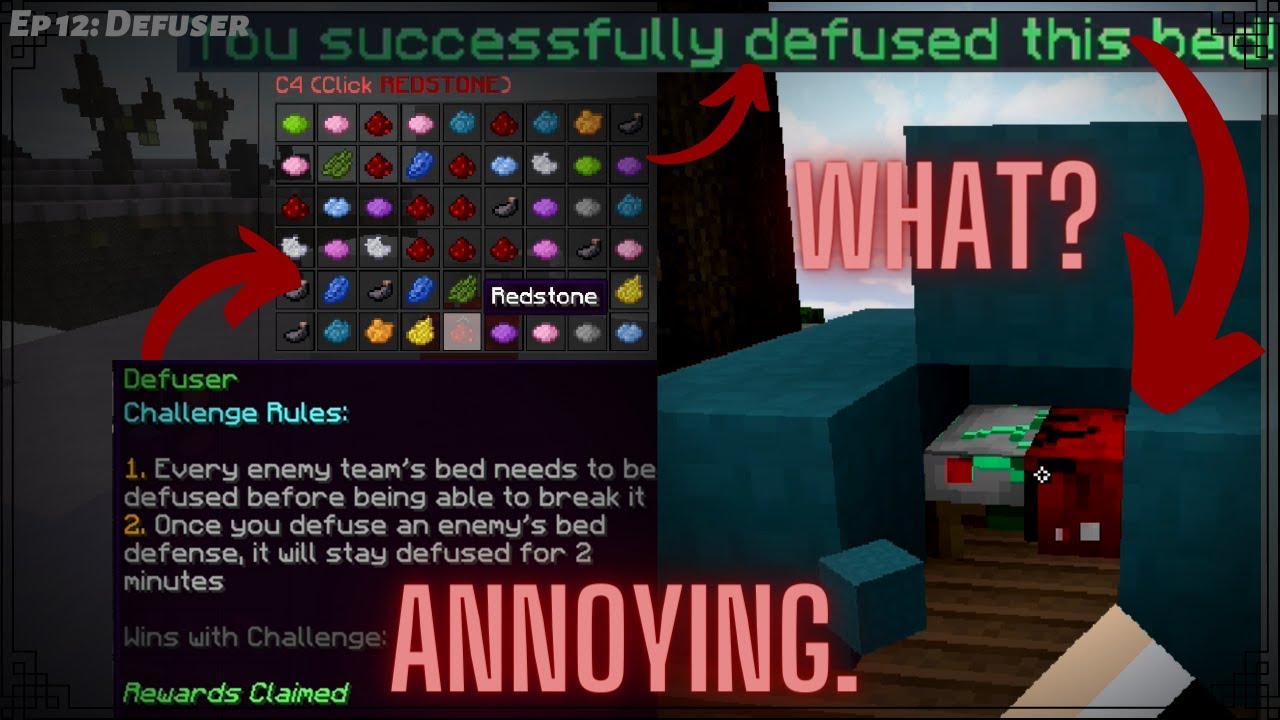 Bedwars Challenges 12 Defuser (hard to break beds) YouTube