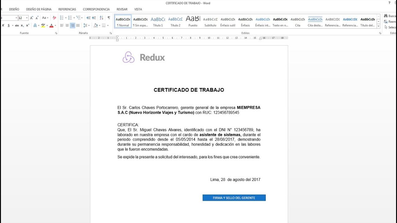 Formato De La Constancia De Trabajo Constancia de Trabajo 