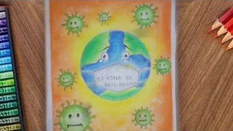 Drawing of coronavirus/Save earth from Corona virus/Awareness safety poster
