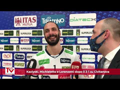 Kaziyski, Michieletto e Lorenzetti dopo il 3-1 su Civitanova