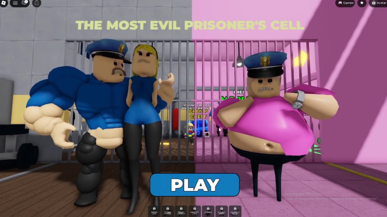💪👮‍♂️ MUSCLE POLICE VS WOMAN POLICE PRISON RUN OBBY 👮‍♀️🔗🔥 | Roblox Gameplay