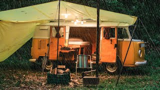 Camping in The Rainforest With Heavy Rain and a Cozy Van For Shelter ASMR