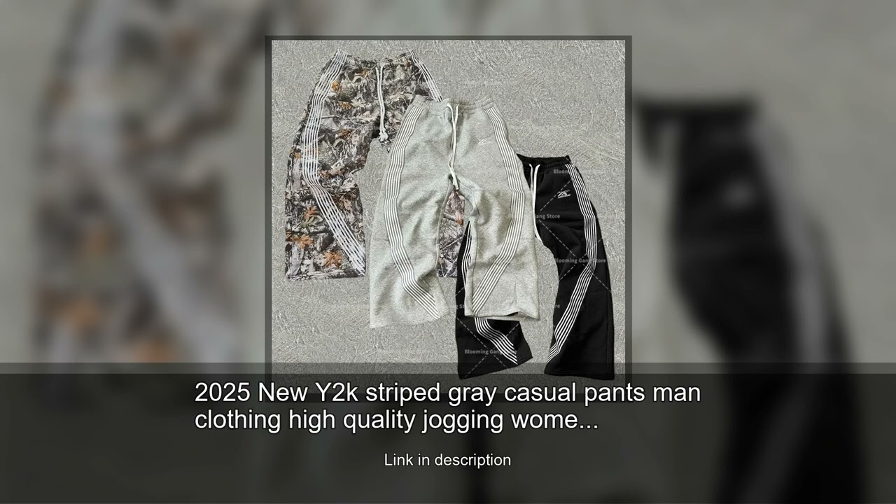 2025 New Y2k striped gray casual pants man clothing high quality jogging women's drawstring cou