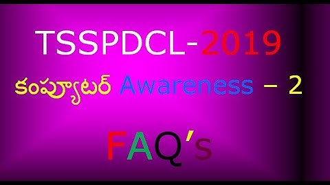TSSPDCL 2019 || Computer Awareness || ముఖ్యమైన ప్రశ్నలు-2 by Sampath Vaddepally
