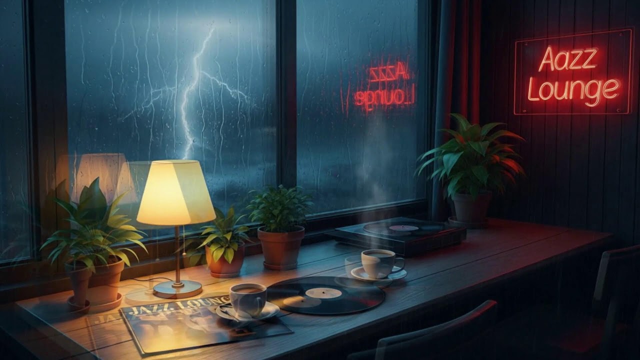 Cozy Stormy Piano Rain Thunder ｜ Late Night Focus 🎹⚡🌙🌧️✨💤☕