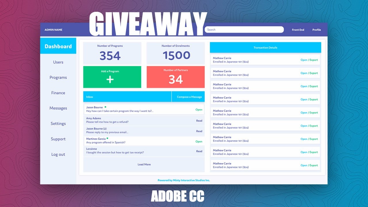 How To Design Admin Dashboard Using Adobe Xd Free Giveaway Win Adobe Cc Speed Design Part 1