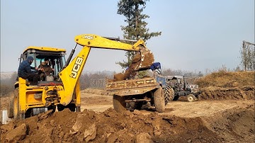 JCB 3dx Loading Mud in Tractor | Mahindraand Powertrac tractor | Jcb Video #jcb#tractor