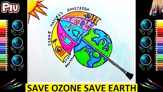 Save Ozone Save Earth 🌍 Drawing Hope | World Ozone Day | Save Ozone Layer Poster | Awareness Art