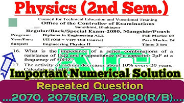 Important Numerical 2080 Question Paper Solution | Physics 2nd Semester #ctevt