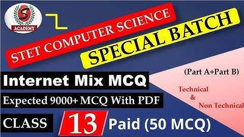 Class 13(STET Computer Science Special Batch) ll Expected 9000+MCQ II Stet CS Special Batch,Join Now