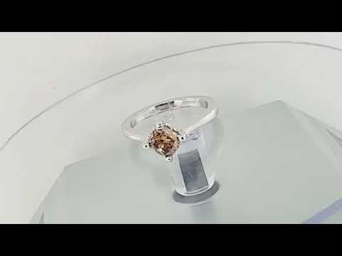 Platinum Cushion Cut Champagne Diamond Engagement Ring, 1.03 Carat Unique Certified Handmade Gallery Designs