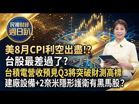 【財經宜&民視財經週日趴】美8月CPI利空出盡!?台股最差過了?台積電營收預見Q3將突破財測高標!建廠設備+2奈米隱形護衛有黑馬股?美股是國王的新衣?聰明主婦如何從亂買股票到財富自由?