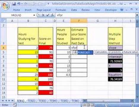 Excel Magic Trick #91: FORECAST function