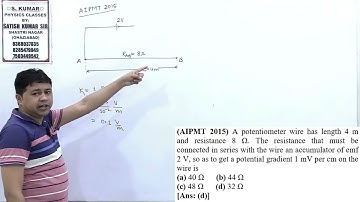A potentiometer wire has length 4 m and resistance 8 Ω. The resistance that must be connected in ser