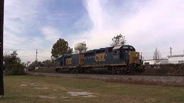 Light Engine Move CSX A778-12 with CSX GP40-2 6472 heading through downtown Valdosta, GA