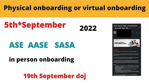 In person onboarding for some people at some location || ASE || SASA || Advance Ase || 2022