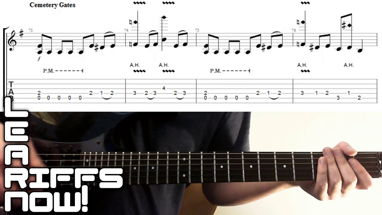 Pantera Cemetery Gates Guitar Tab Lesson Intro Riff Distorted Youtube