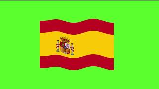 Spain flag on green screen, copyright FREE