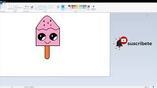 Como dibujar un bonito helado Kawaii con Paint - How to draw a cute Kawaii ice cream with Paint