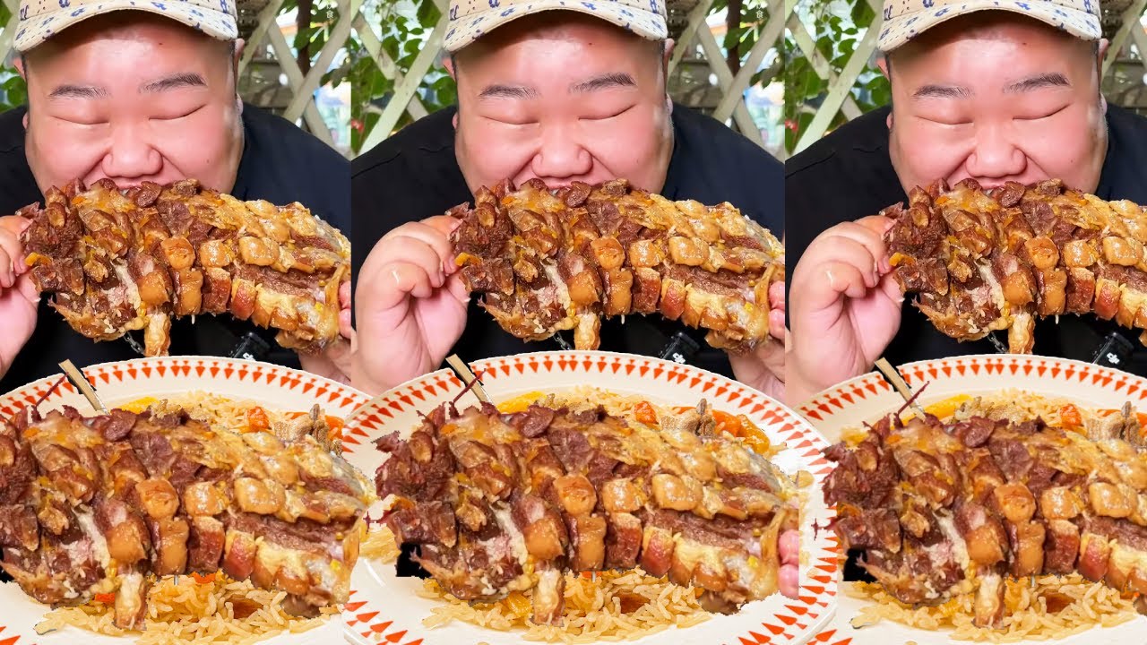 【大胃王挑戰】挑戰吃1299元一份的新疆手抓飯！滿滿一大盆全是肉，拌著米飯吃滿嘴流油真過癮｜Noodle Food Challenge【櫻木花胖】
