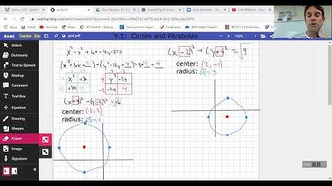 Pre-Calculus: 9.1 (Circles and Parabolas)