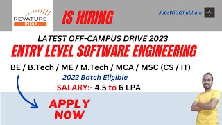 Revature is Hiring | Entry Level Software Engineer | 6LPA😍✔️ #JobsWithShubham #Revature-India #jobs