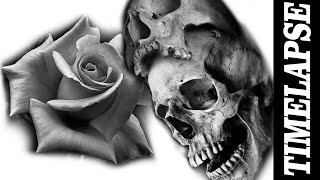 Skulls & Roses - TATTOO TIMELAPSE