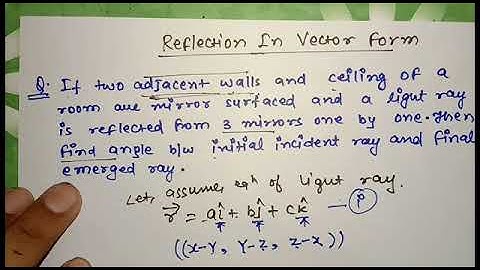 Class 12 Physics : Ray Optics 04 | Reflection In Vector Form |