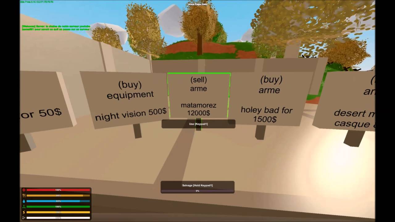 Notre serveur unturned FR activité (la safe zone)( la banque) (les shop