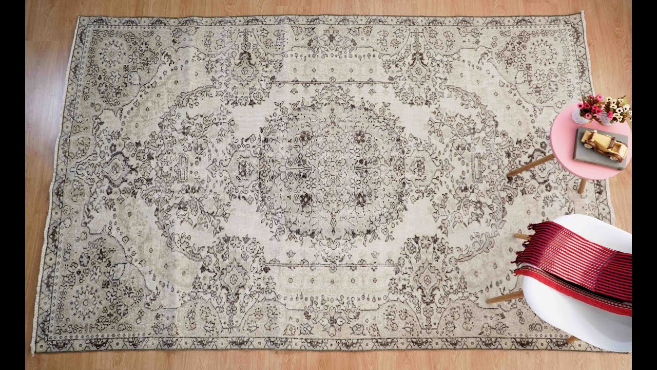 Turkish Vintage Rug, Etsy Handwoven Beige Wool Rug