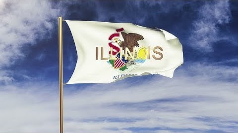 4K illinois flag with title waving in the wind. Looping sun rises style. Animation loop Stock video