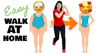 Easy 30 Mins Walk At Home For Weight Loss | Happy Fat Burning Indoor Walking Workout For Beginners