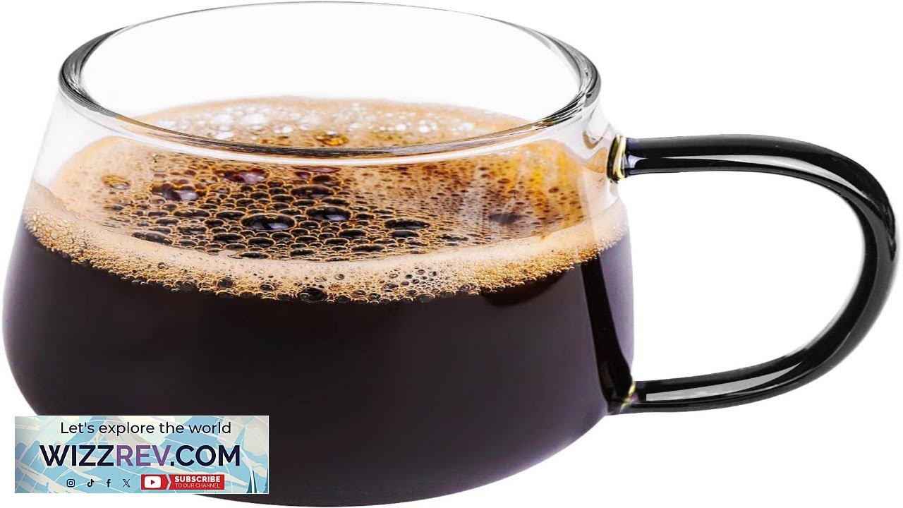 Clear Borosilicate Glass Coffee Mug with Black Handle 450ml 16oz Ideal for Coffee