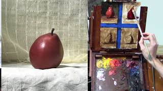 4 Color Ideas with a Pear - Oil Painting