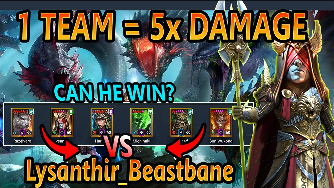 LYSANTTHIR IN A DEATHMATCH WITH 4 OTHER DAMAGE DEALERS IN 1 TEAM! TEST SERVER! Raid: Shadow Legends