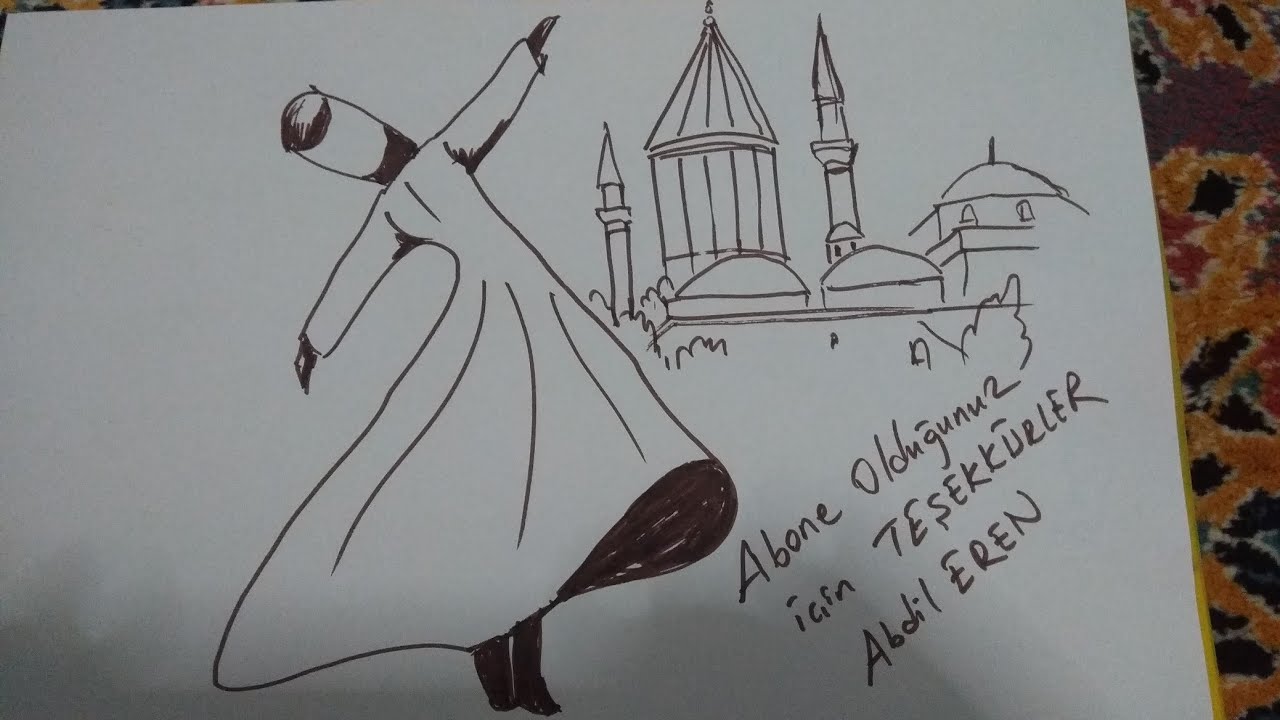 Mevlana Haftasi Semazen Cizimi 2 En Kolay How To Draw Elini Koy