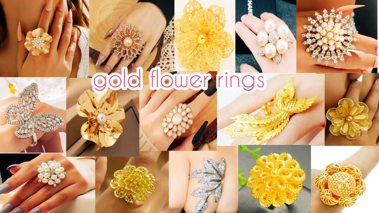 latest gold flower rings design|gold big ring rings/gold rings/flowerrings/wishvalley