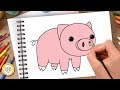 Hướng dẫn cách vẽ CON HEO (Lợn) - Tô màu Con Heo (Lợn) - How to draw a Pig