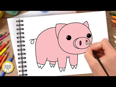 Hướng dẫn cách vẽ CON HEO (Lợn) - Tô màu Con Heo (Lợn) - How to draw a Pig | Foci