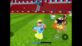 Playing Super League Soccer in Roblox.