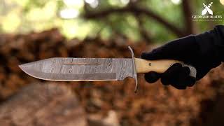 Paul Bunyan Razor – 15" Handmade Damascus Bowie Knife | Georgian Blades