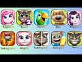 Talking Tom 1, Talking Ben, Talking Angela, Talking Cat, Talking Tom 2 